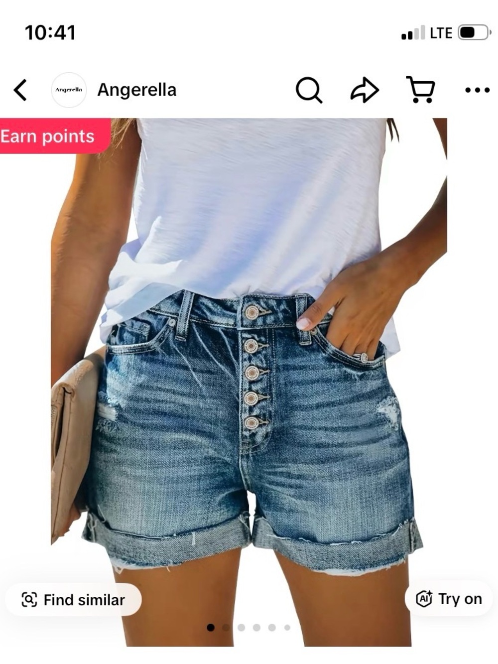 Mid Rise Button-Fly Denim Shorts - Picture 8 of 10